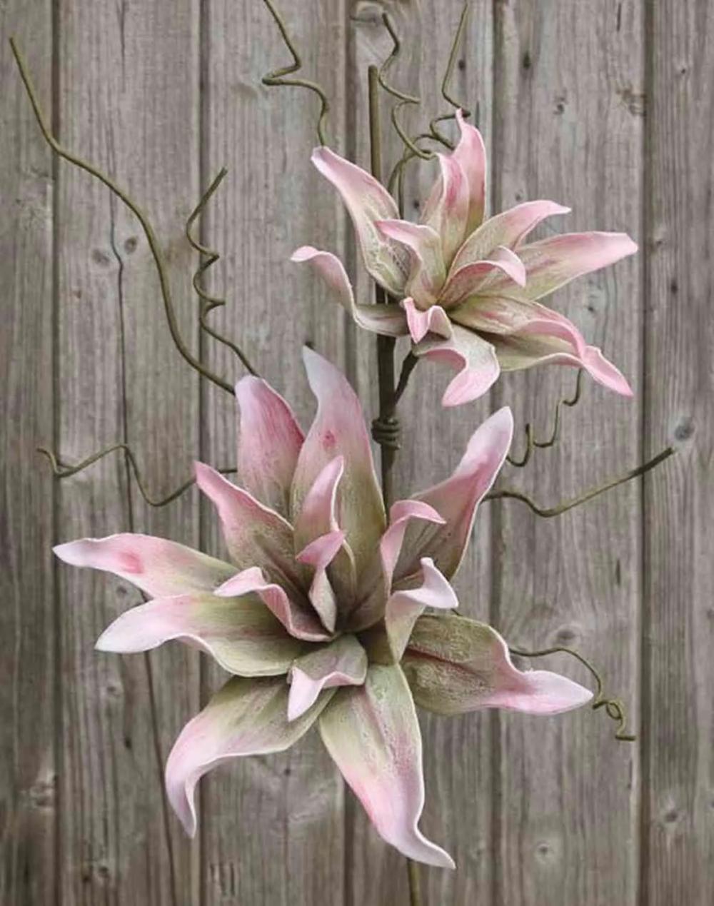 Lilies | Decorative Flower Lily Madea, Pink-Green, 3Ft/105Cm, Ø8"-11"/20-28Cm Artificial Flowers Lilies