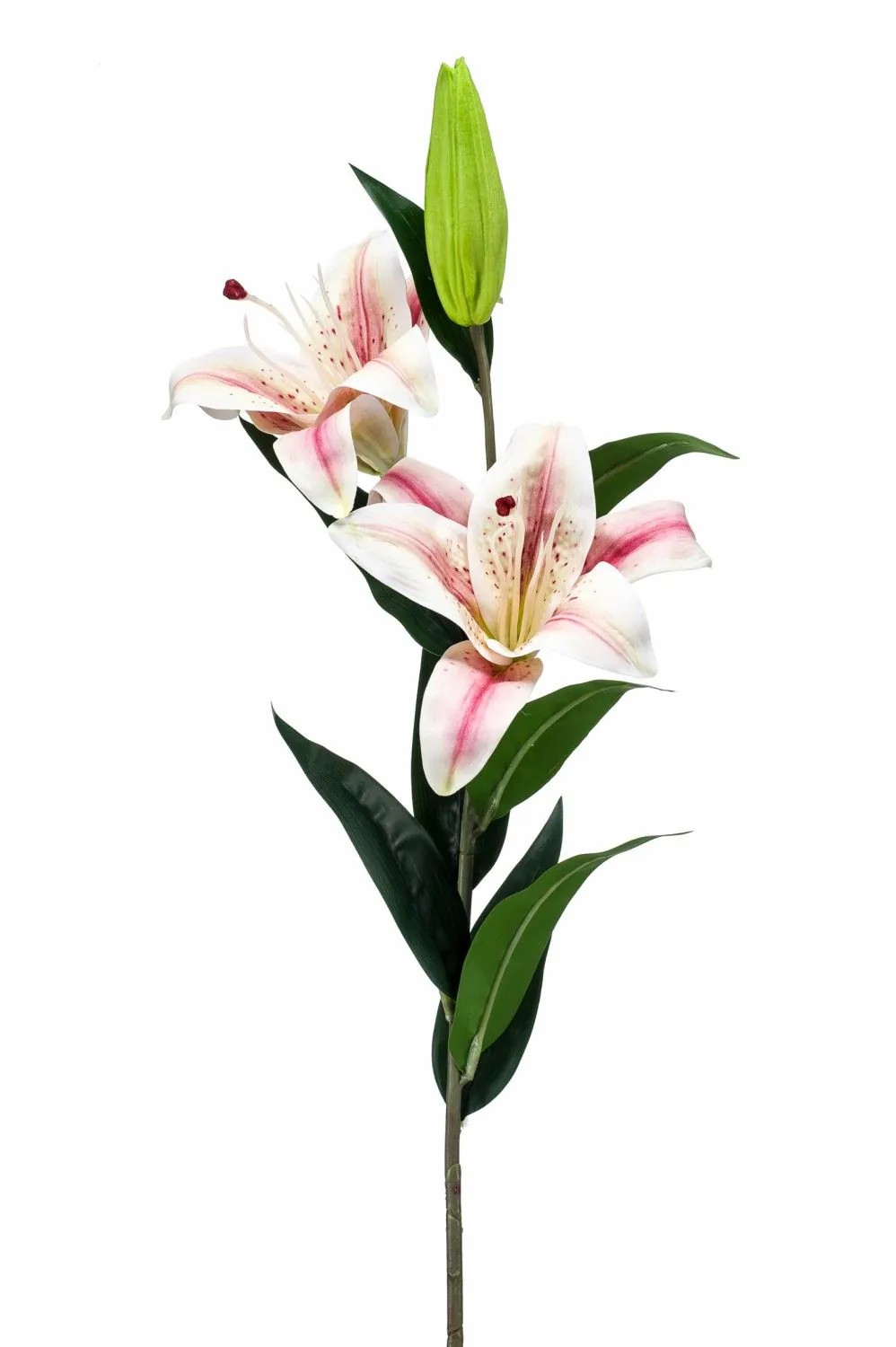 Lilies | Silk Tiger Lily Flower Navia, Pink-White, 3Ft/90Cm Artificial Flowers Lilies