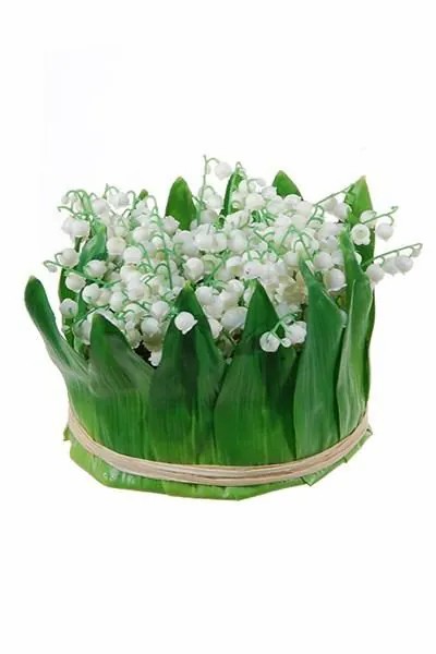 Lily of the valley | Artificial Flower Arrangement Of Lily Of The Valley Ikenna, White, 4.7"/12Cm, Ø 6.3"/16Cm Artificial Flowers Lily of the valley