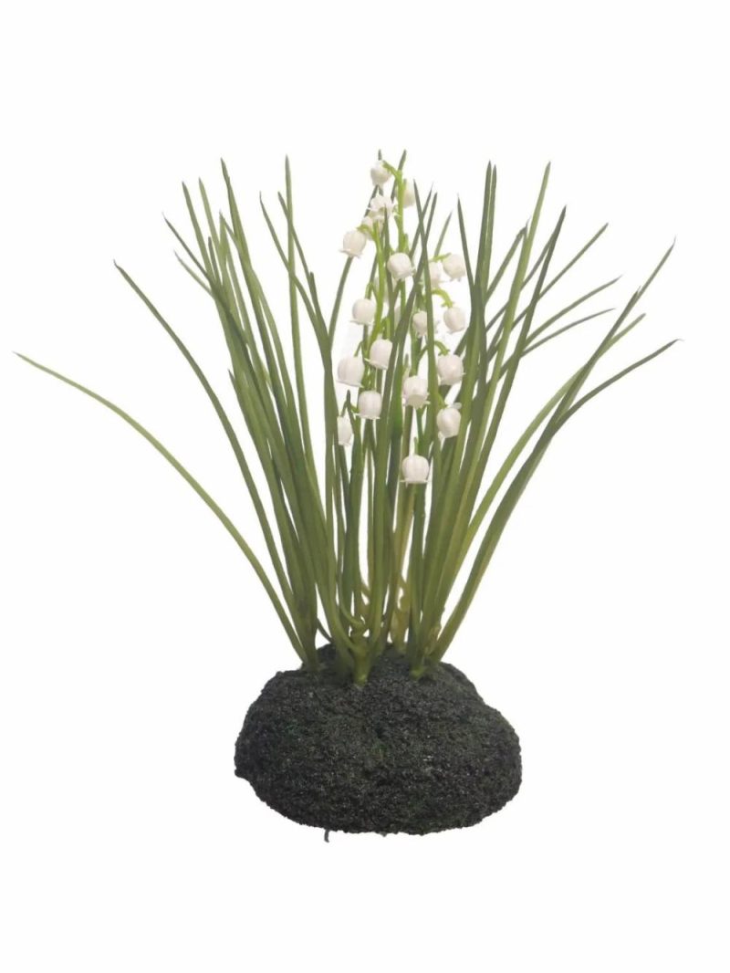 Lily of the valley | Plastic Convallaria Majalis Shanruo In Soil Ball, White, 8"/20Cm Artificial Flowers Lily of the valley