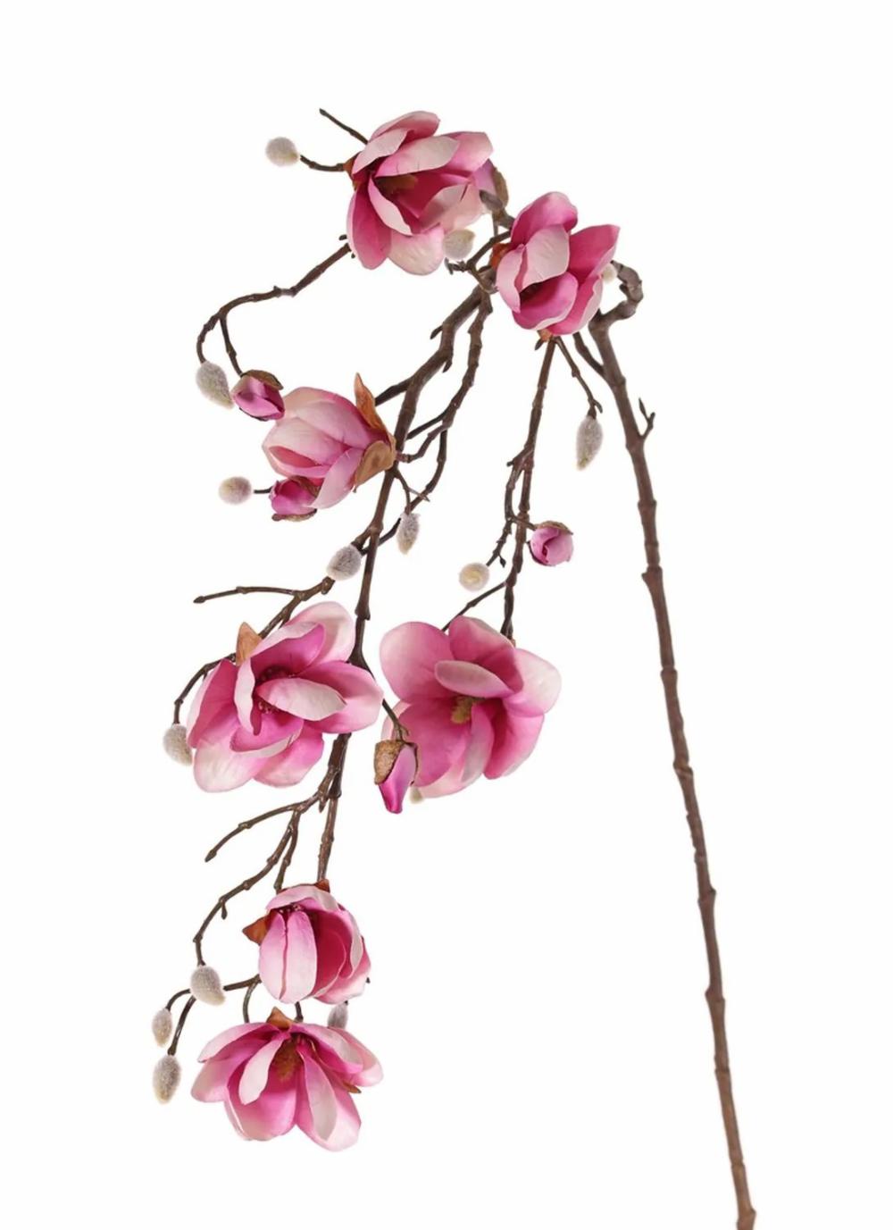 Magnolia | Artificial Magnolia Kosmas, Light Pink-Dark Pink, 4Ft/115Cm, Ø3.1"/8Cm Artificial Flowers Magnolia