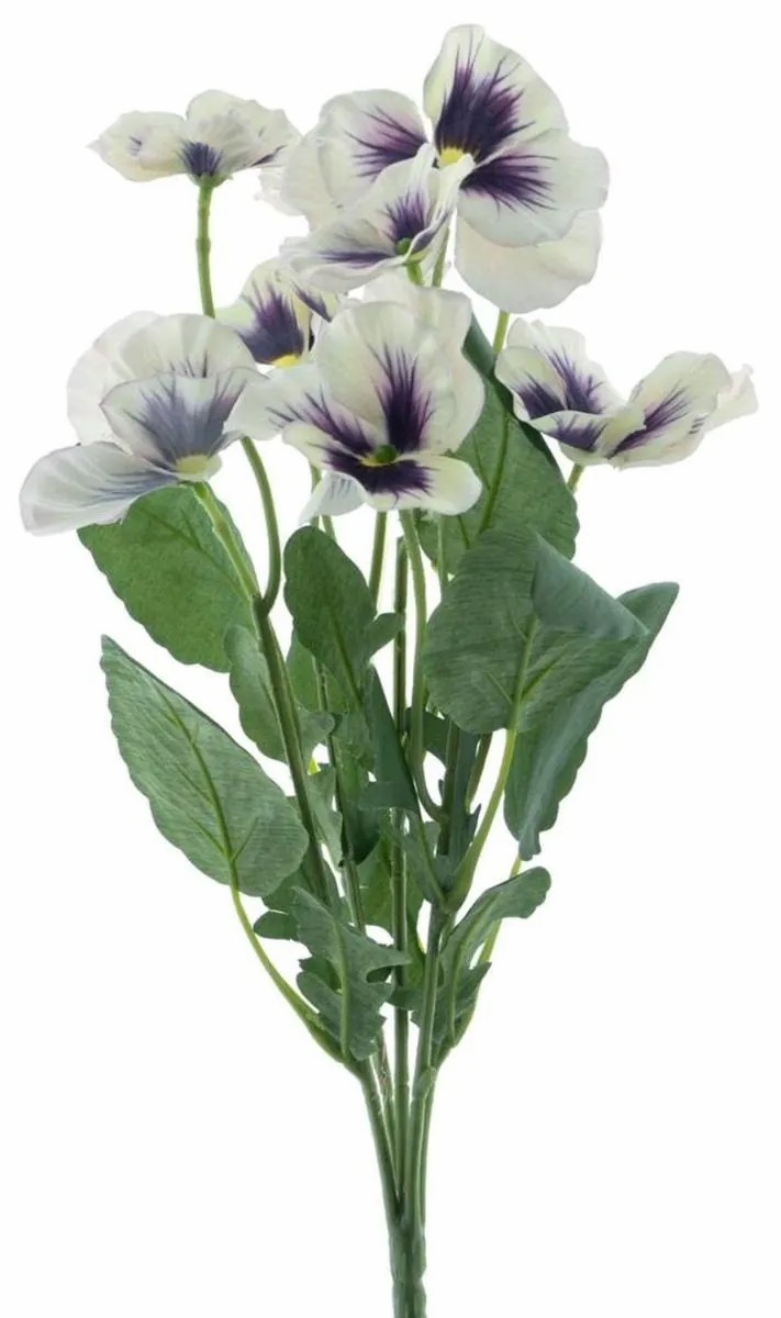 Pansy | Artificial Flower Pansy Reeva, Spike, Cream-Violet, 14"/35Cm Artificial Flowers Pansy