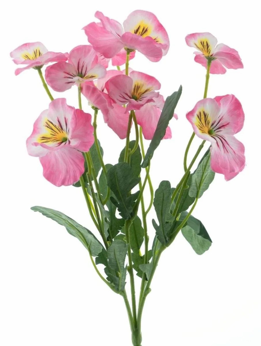 Pansy | Artificial Flower Pansy Reeva, Spike, Pink-Yellow, 14"/35Cm Artificial Flowers Pansy