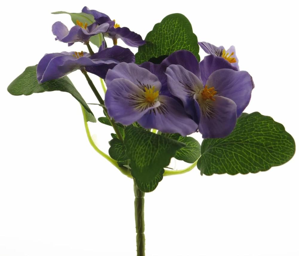 Pansy | Artificial Pansy Flower Fangmu On Spike, Purple, 8"/20Cm Artificial Flowers Pansy