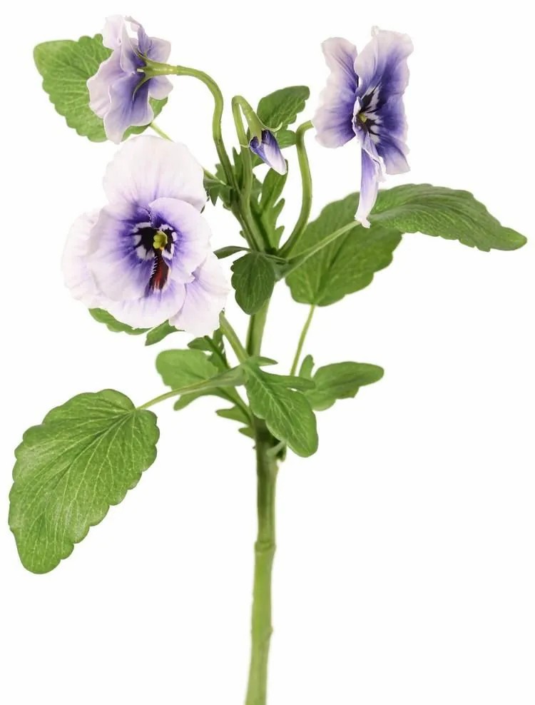 Pansy | Decorative Branch Pansy Sianie, Purple-Blue-White, 14"/35Cm, Ø1.6"-2.4"/4-6Cm Artificial Flowers Blue