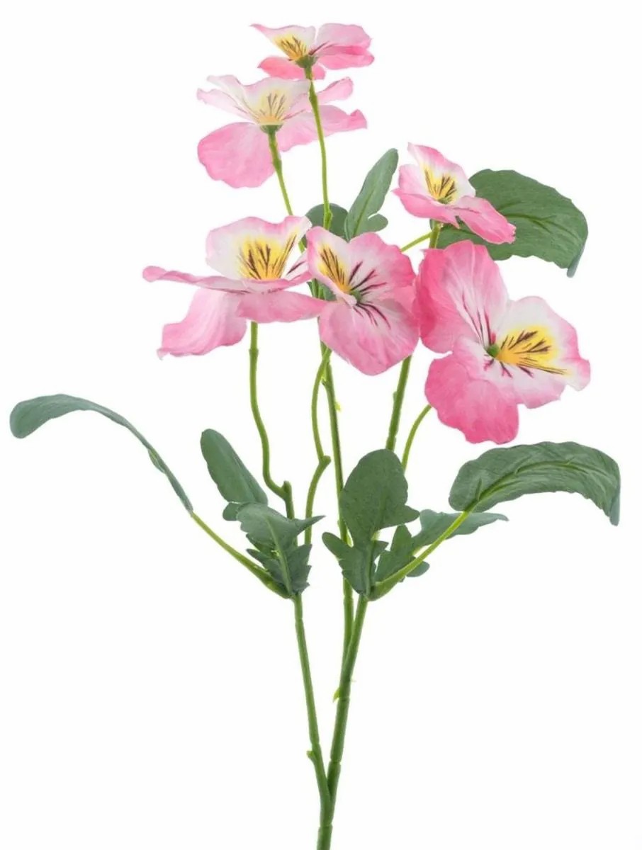 Pansy | Decorative Branch Pansy Sirel, Pink-Yellow, 26"/65Cm Artificial Flowers Pansy