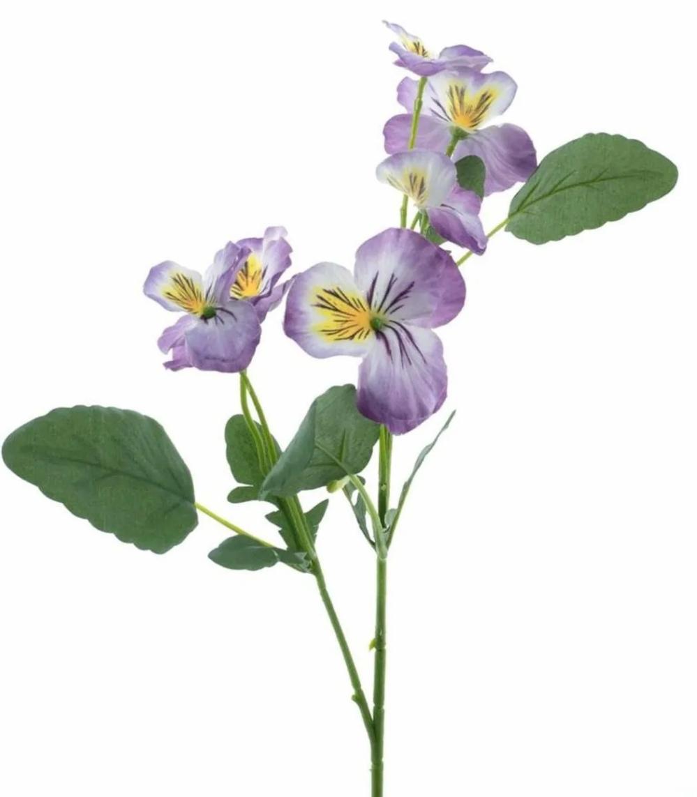 Pansy | Decorative Branch Pansy Sirel, Purple-Yellow, 26"/65Cm Artificial Flowers Pansy