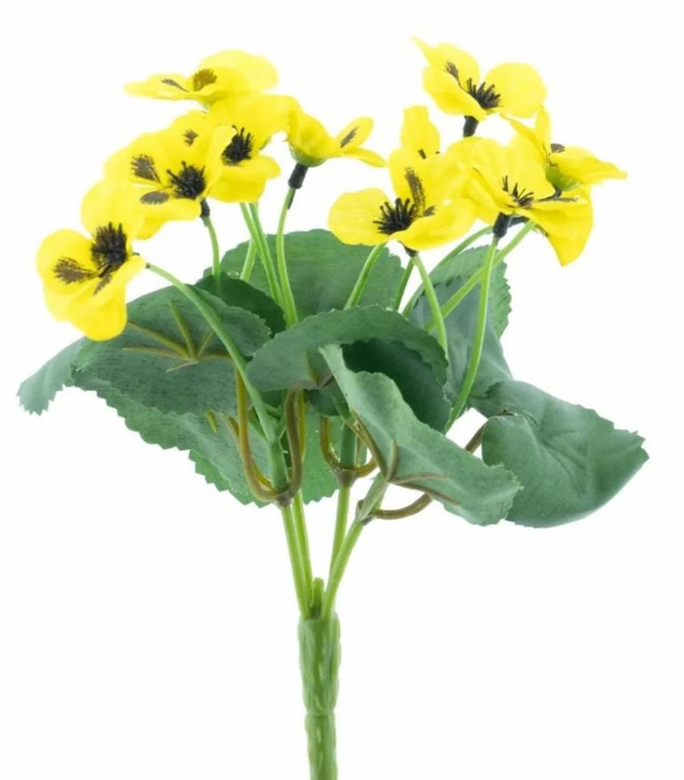 Pansy | Decorative Flower Pansy Eroma, Spike, Yellow, 8"/20Cm Artificial Flowers Pansy