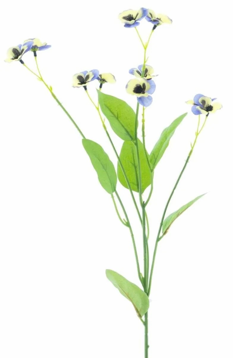 Pansy | False Branch Pansy Yenia, Light Blue-Light Green, 24"/60Cm Artificial Flowers Green