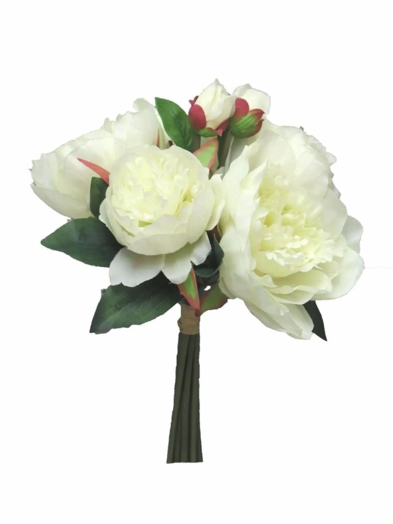 Peony | Artificial Peony Bouquet Linyuan, Cream, 14"/35Cm Artificial Flowers Peony