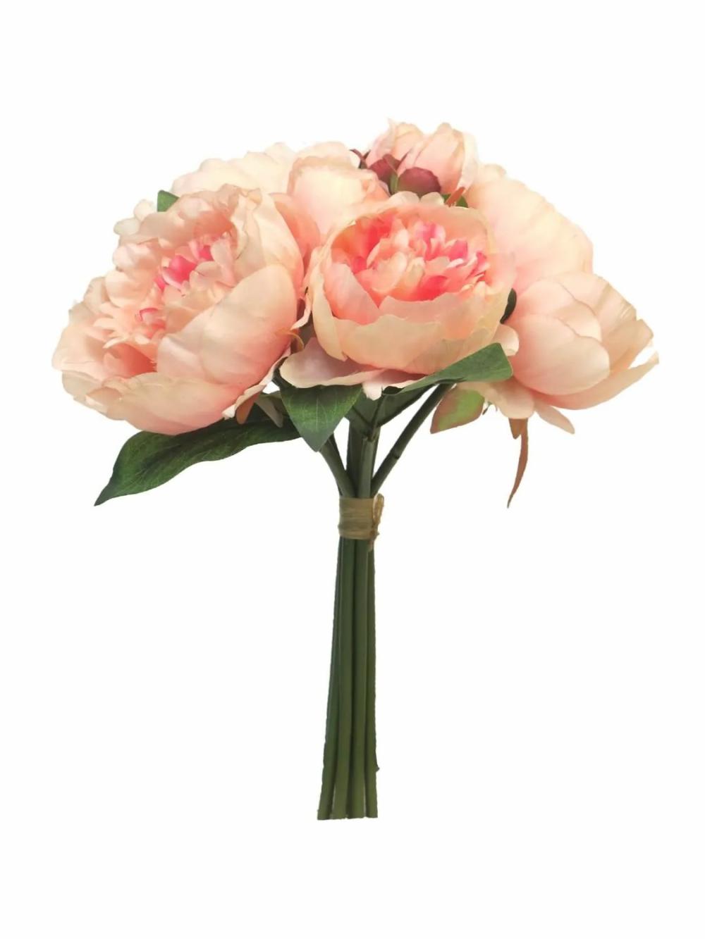 Peony | Artificial Peony Bouquet Linyuan, Salmon-Pink, 14"/35Cm Artificial Flowers Peony