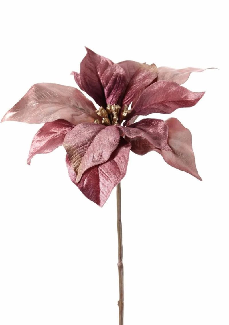 Poinsettia | Velvet Poinsettia Sheba, Dusky Pink, 22"/55Cm, Ø9.1"/23Cm Artificial Flowers Poinsettia