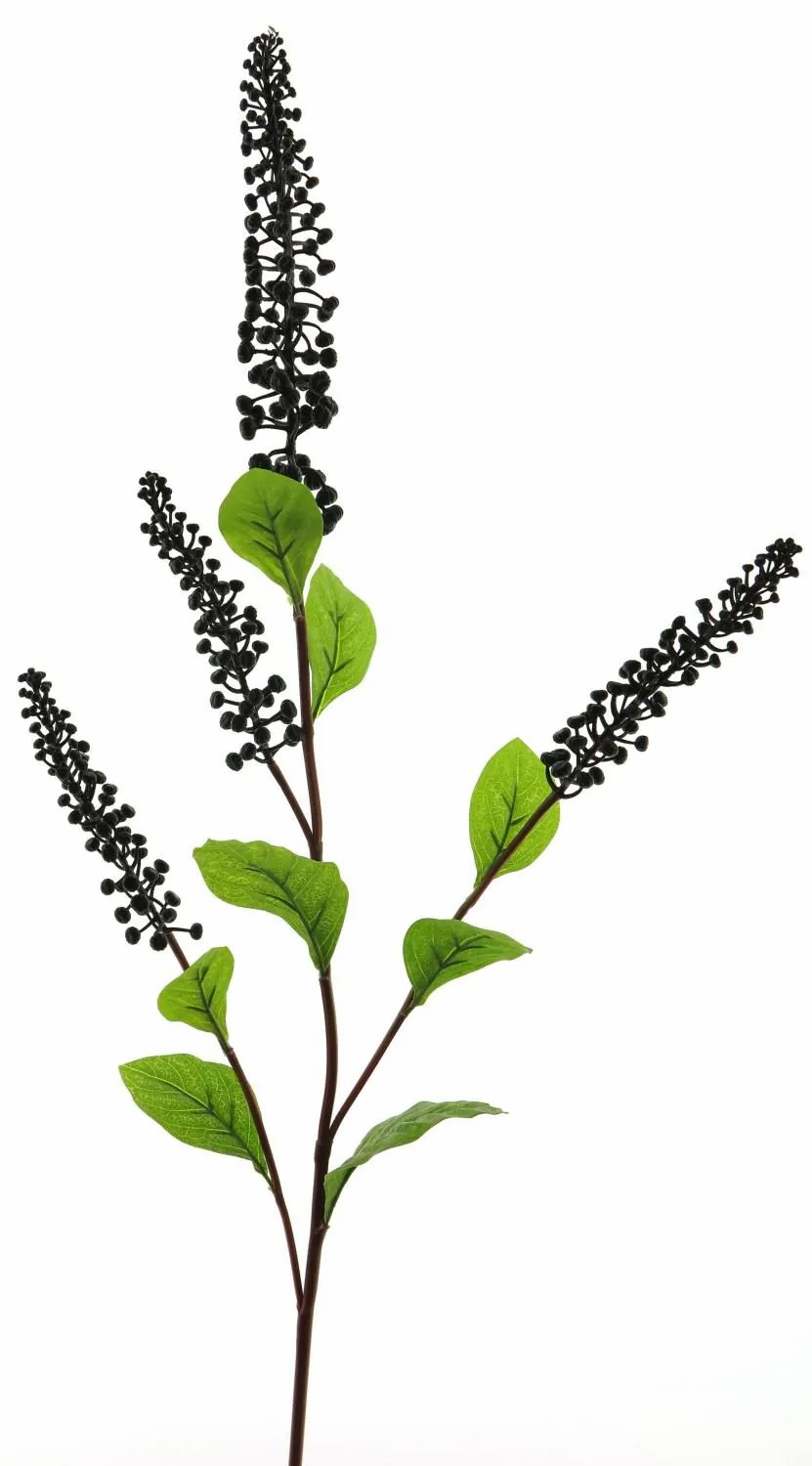 Pokeweed | Decorative Phytolacca Branch Suliya, Berries, Black-Purple, 3Ft/95Cm Artificial Plants Black