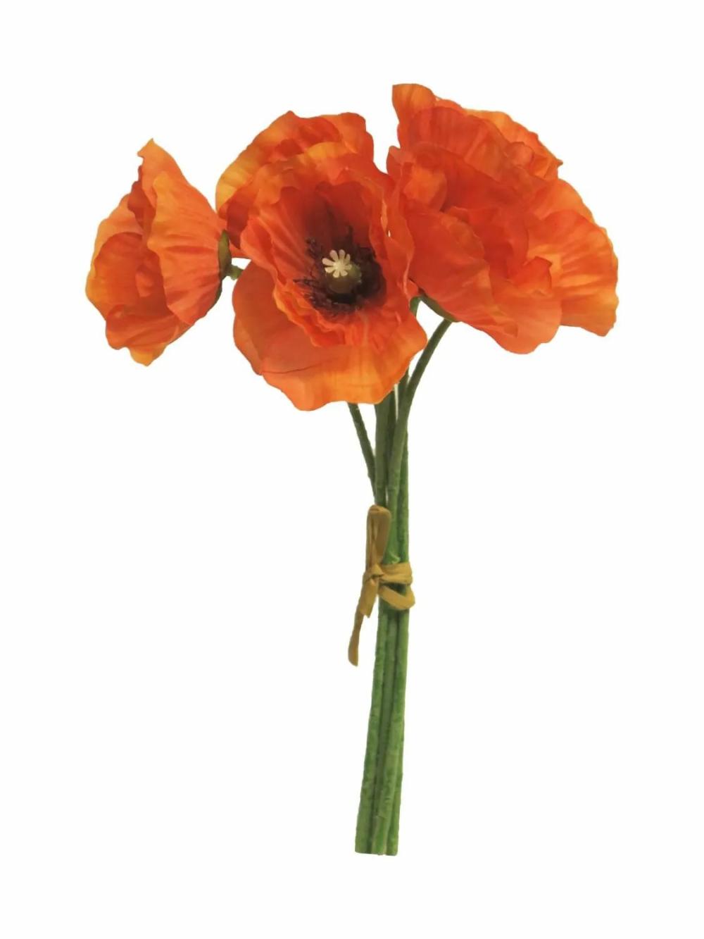 Poppies | Artificial Poppy Bouquet Xiong, Orange, 12"/30Cm Artificial Flowers Orange