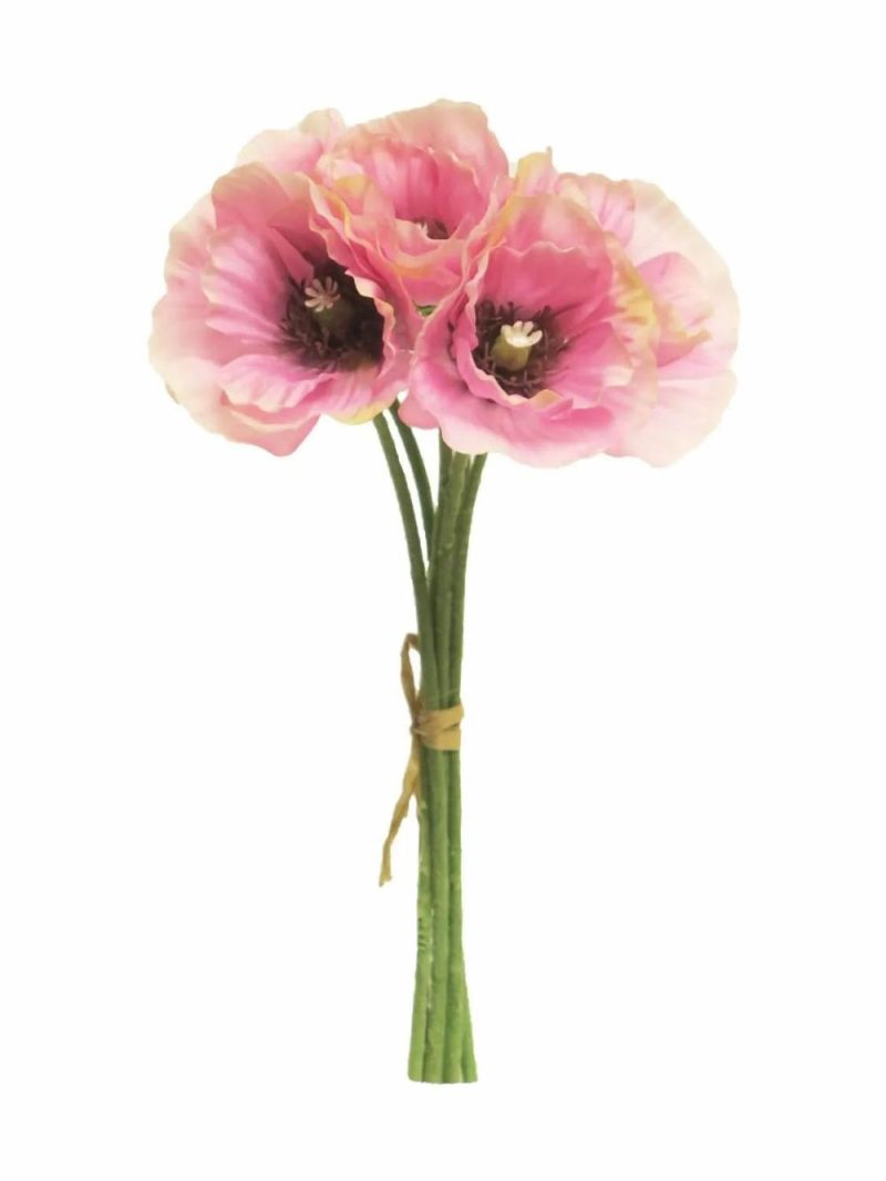 Poppies | Artificial Poppy Bouquet Xiong, Pink-Cream, 12"/30Cm Artificial Flowers Poppies