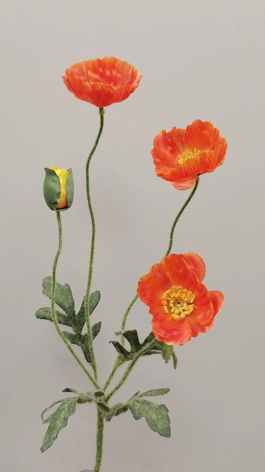 Poppies | Artificial Poppy Branch Oxandrine, Orange, 24"/60Cm Artificial Flowers Orange