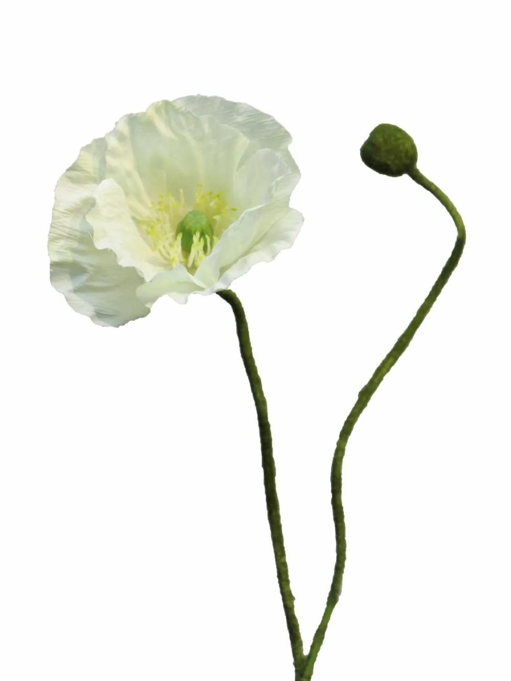 Poppies | Artificial Poppy Yilan, White, 24"/60Cm Artificial Flowers Poppies