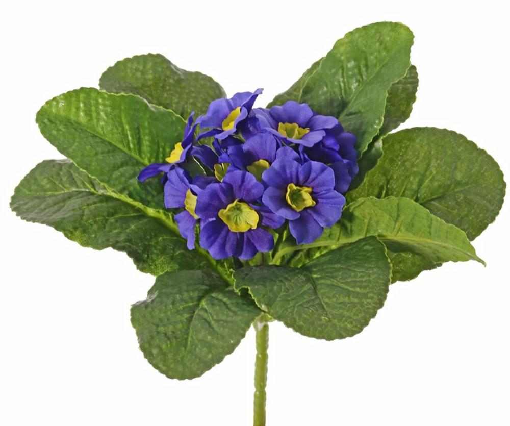 Primrose | Fake Primrose Sundara On Spike, Blue, 8"/20Cm, Ø1.6"/4Cm Artificial Flowers Blue