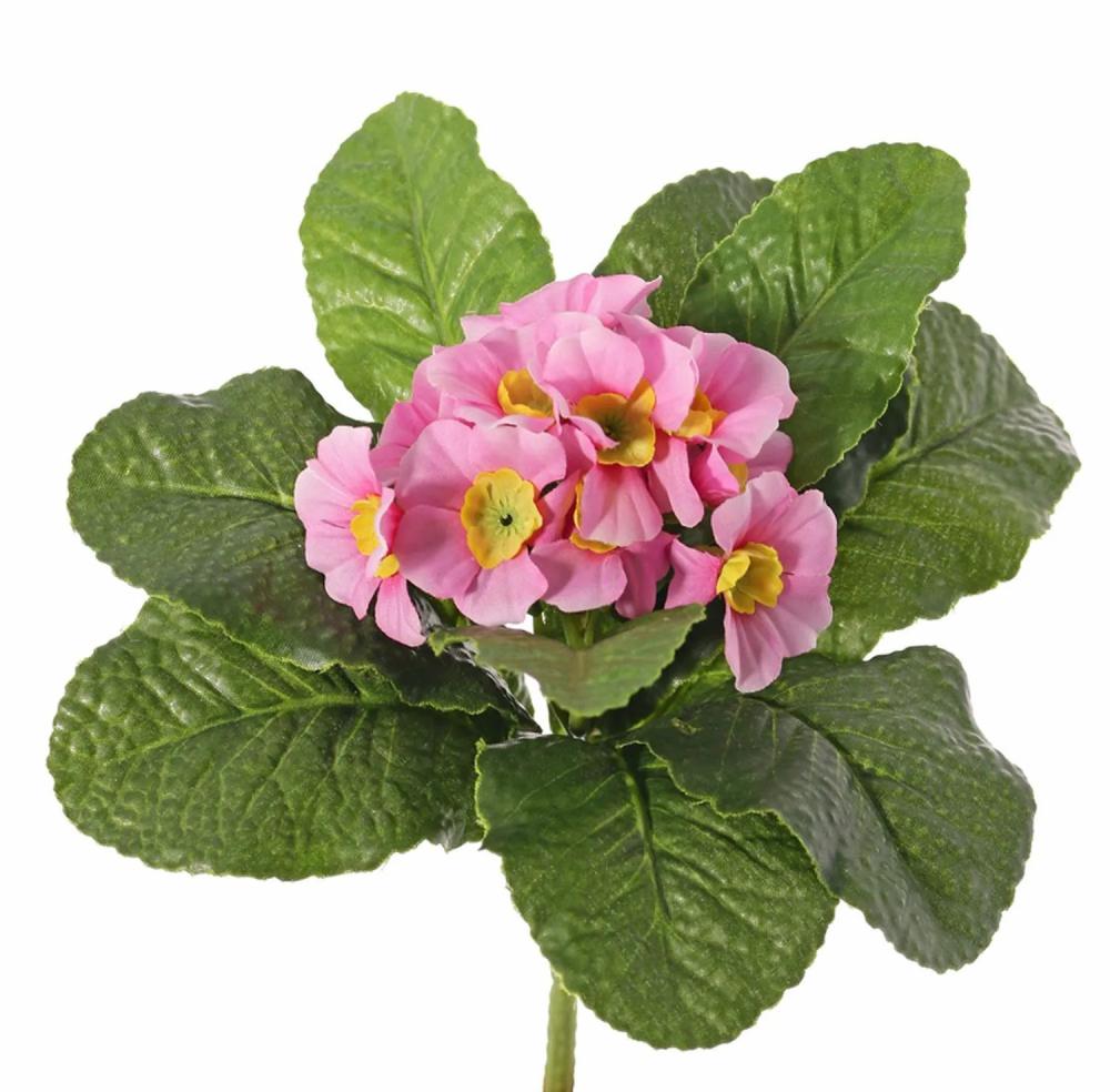 Primrose | Fake Primrose Sundara On Spike, Pink, 8"/20Cm, Ø1.6"/4Cm Artificial Flowers Primrose