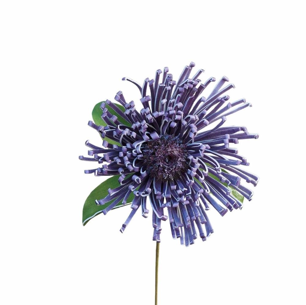 Protea | Plastic Foam Pincushion Protea Islartina, Dark Purple, 30"/75Cm Artificial Flowers Protea