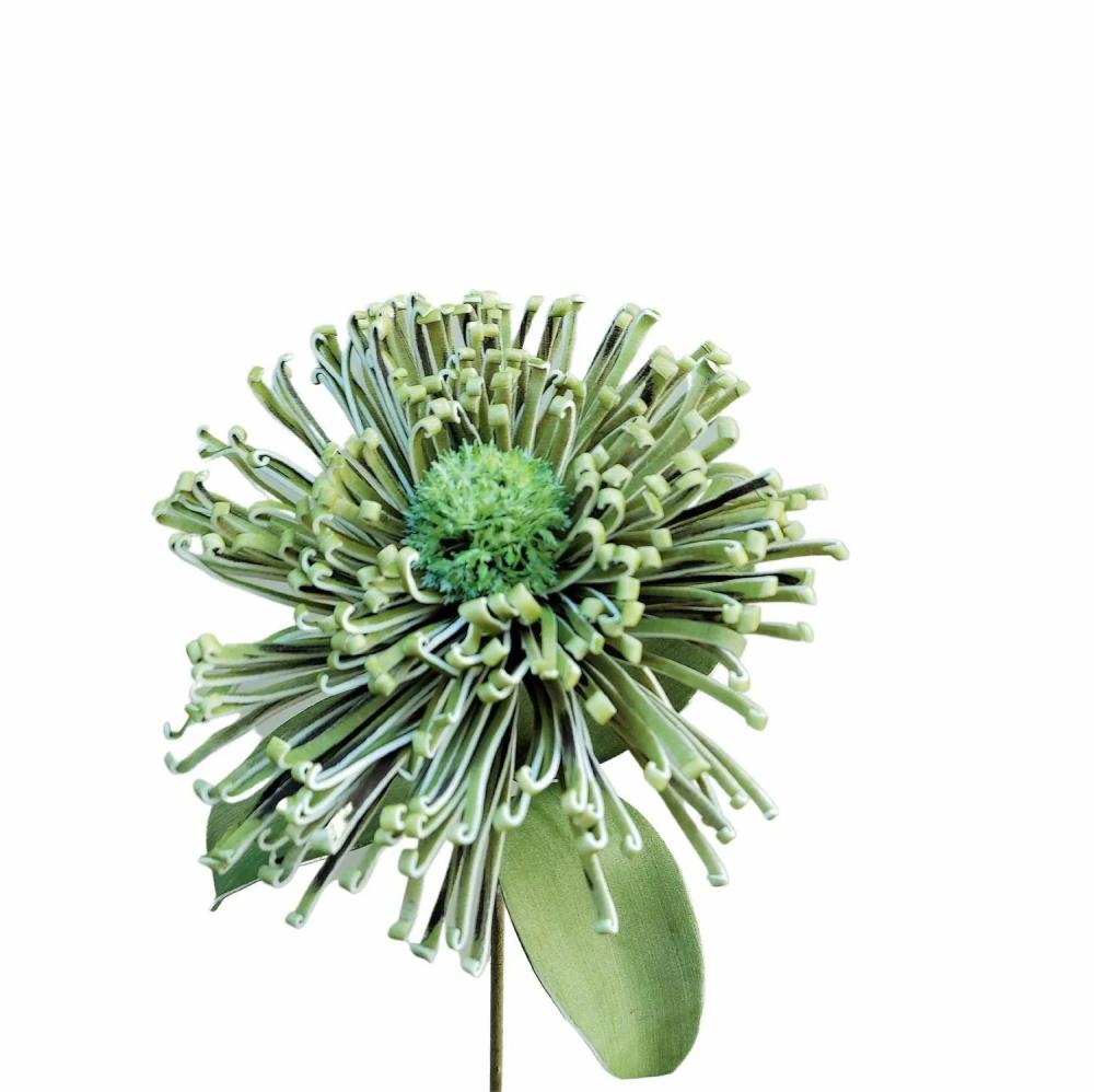 Protea | Plastic Foam Pincushion Protea Islartina, Green-Blue, 30"/75Cm Artificial Flowers Green