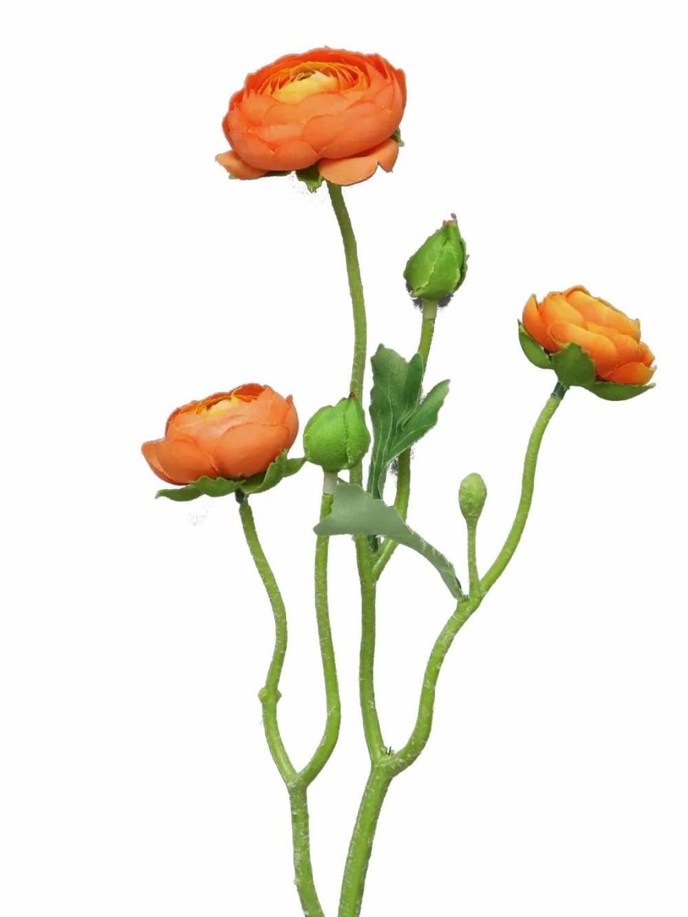 Ranunculus | Artificial Ranunculus Branch Jixiang, Orange, 20"/50Cm Artificial Flowers Orange