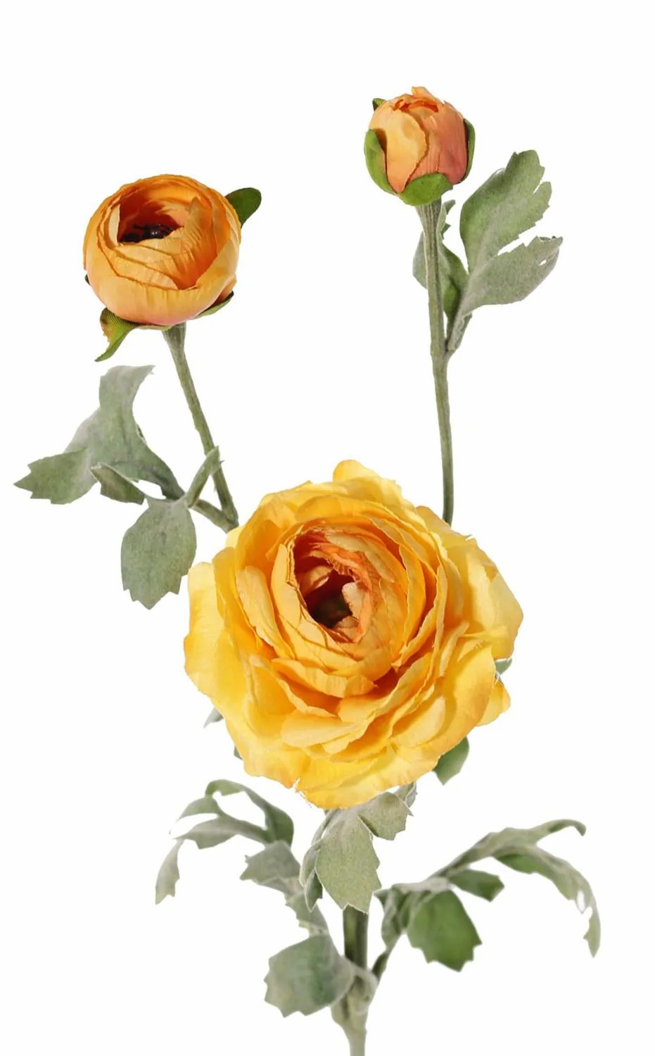 Ranunculus | Artificial Ranunculus Columba, Yellow-Orange, 26"/65Cm, Ø1"-3.5"/2,5-9Cm Artificial Flowers Ranunculus