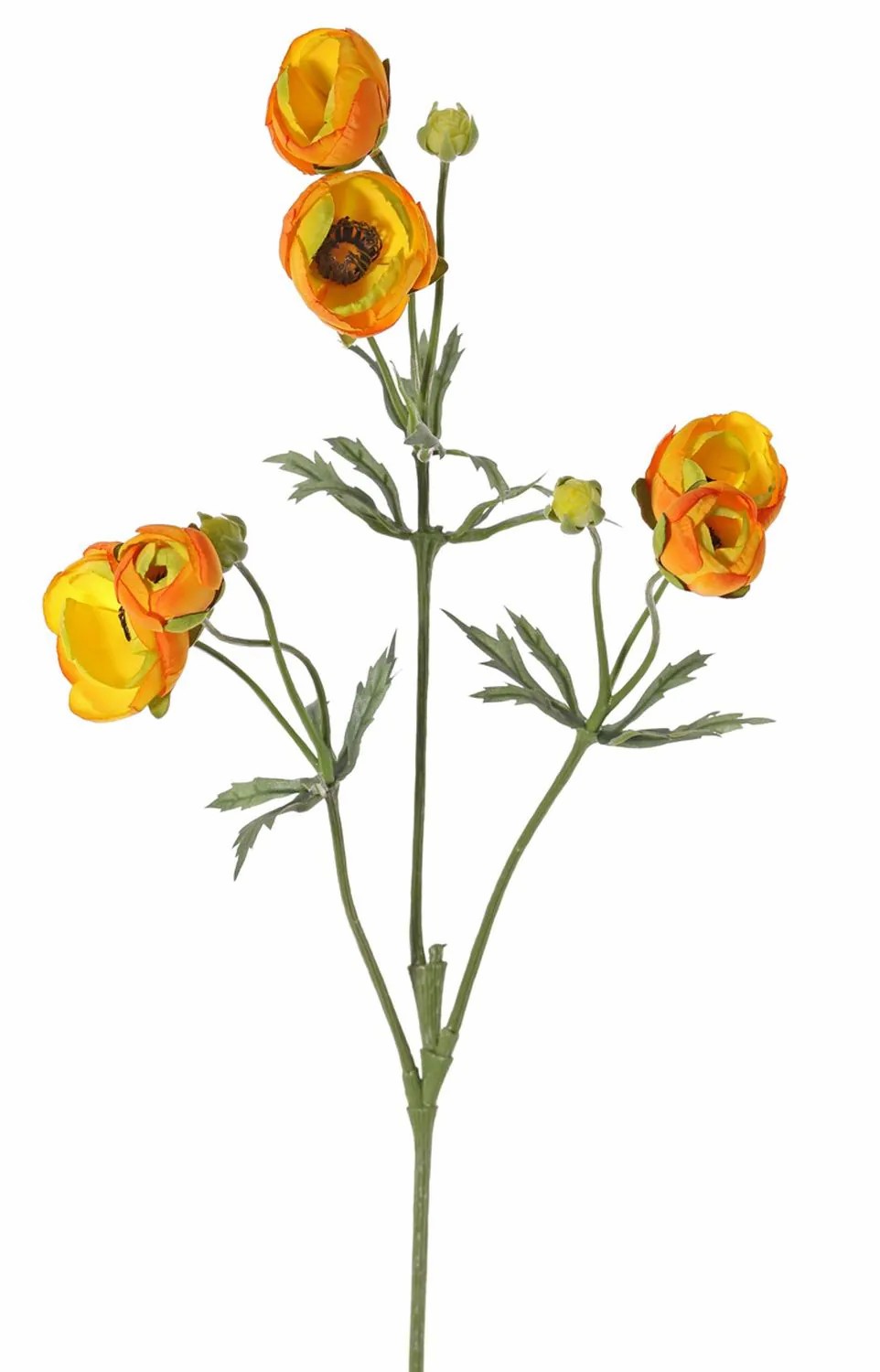 Ranunculus | False Ranunculus Yaris, Yellow-Orange, 26"/65Cm, Ø1,2"-1.8"/3-4,5Cm Artificial Flowers Ranunculus