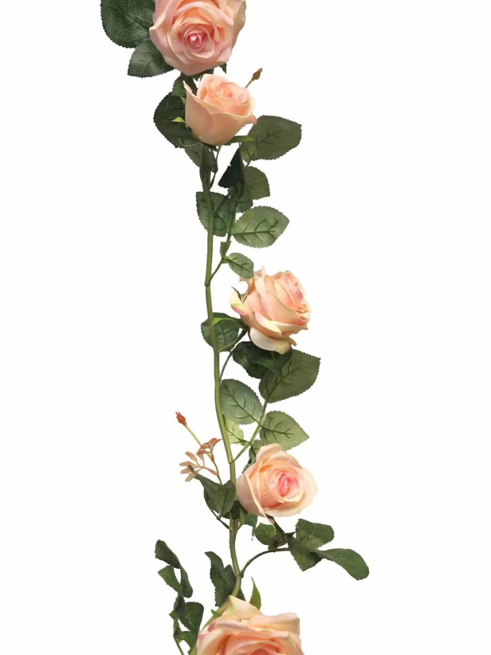 Rose | Artificial Garland Of Roses Kailin, Pink-Cream, 5Ft/145Cm Artificial Flowers Rose