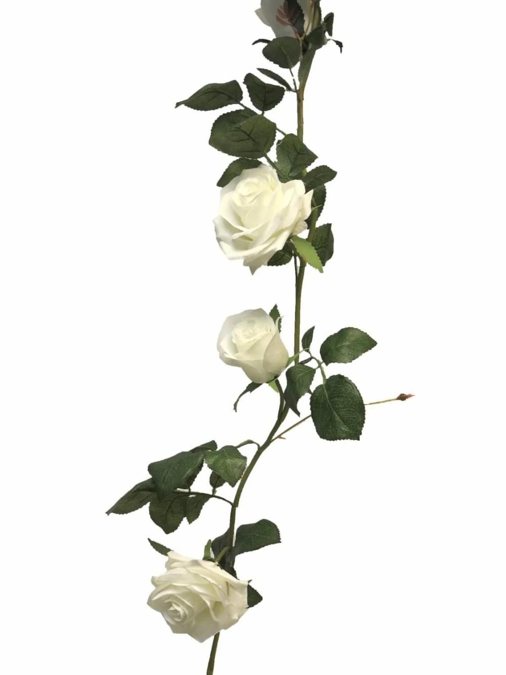 Rose | Artificial Garland Of Roses Kailin, White, 5Ft/145Cm Artificial Flowers Rose