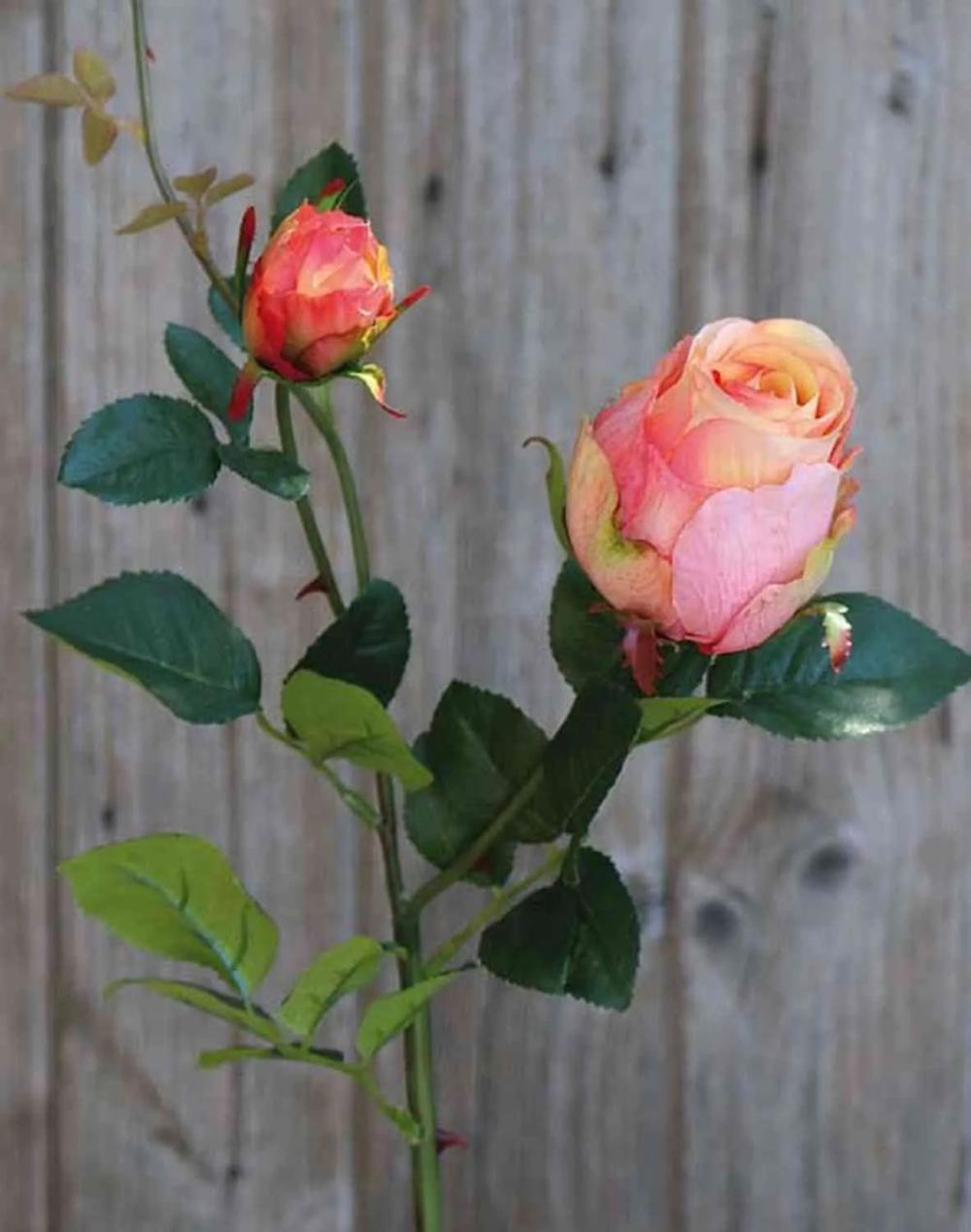 Rose | Artificial Rose Carusa, Pink-Apricot, 31"/80Cm, Ø3.1"/8Cm Artificial Flowers Rose