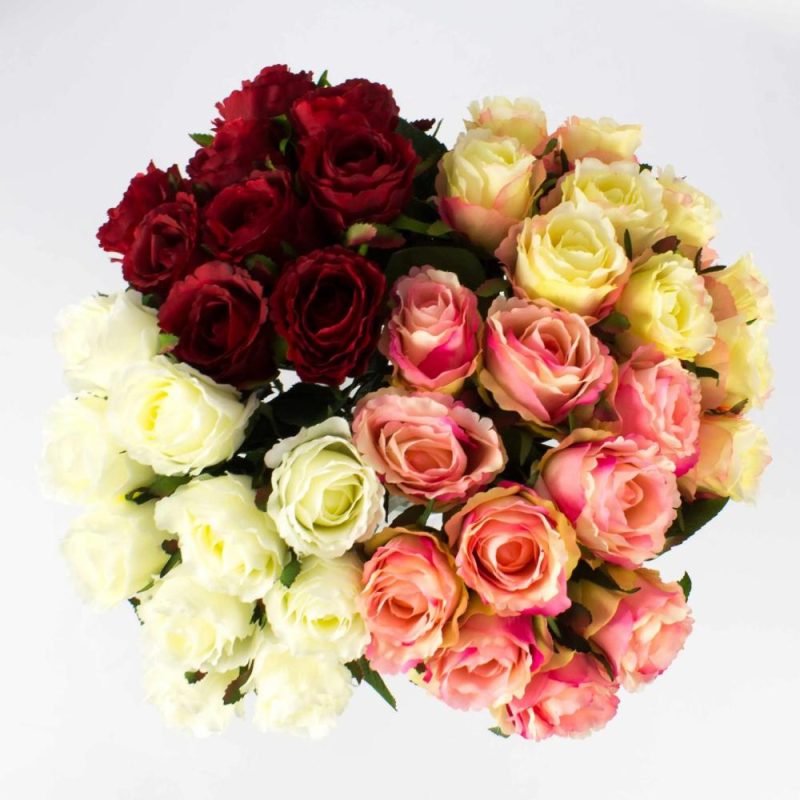 Rose | Bouquet Of Roses Molly With 10 Roses, Light Pink-Yellow, 14"/35Cm, Ø 8"/20Cm Artificial Flowers Rose