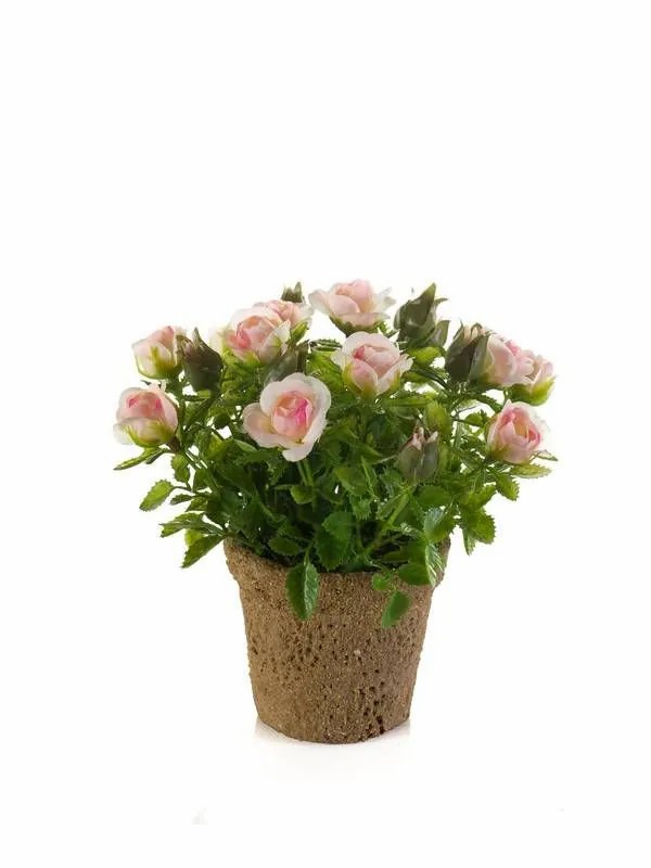 Rose | Silk Rose Laraina In Decorative Pot, Light Pink, 6"/15Cm Artificial Flowers Rose