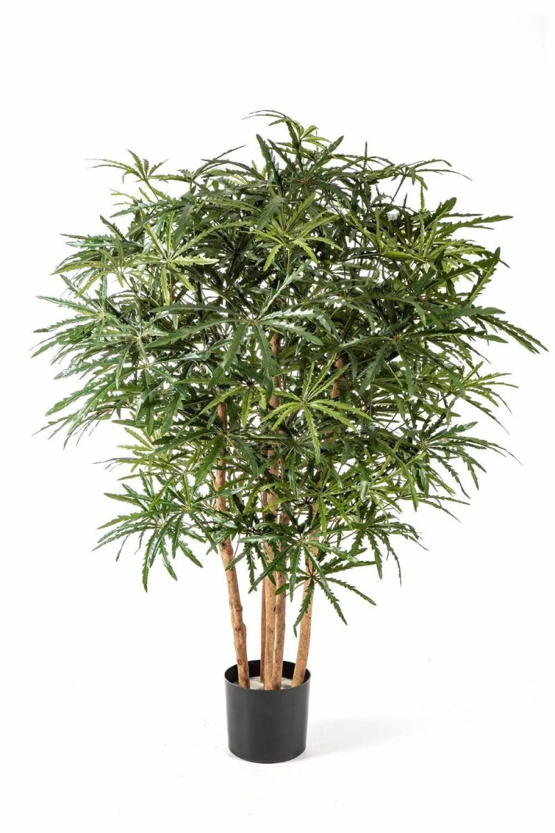 Schefflera | Artificial Aralia Makasim, Real Stems, Green, 4Ft/115Cm Artificial Plants Green