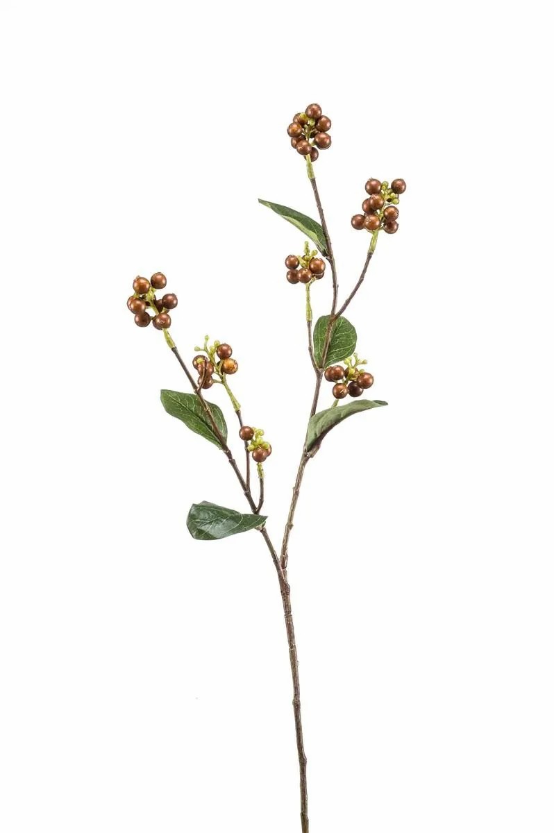 Snowberry | Artificial Snowberry Branch Übbe With Berries, Brown, 28"/70Cm Artificial Plants Brown