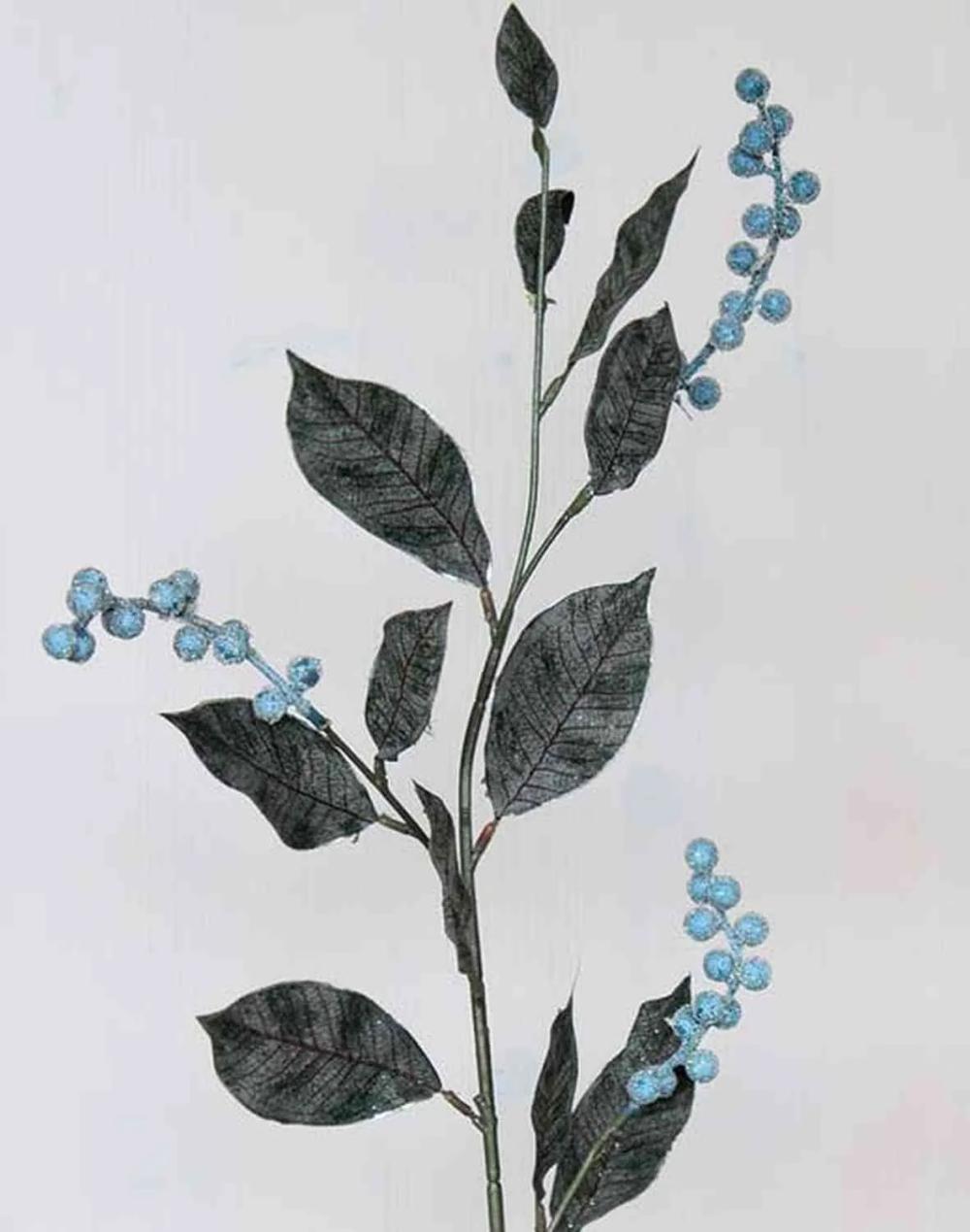 Snowberry | Artificial Snowberry Branch Elysa, Frosted, Blue, 30"/75Cm Artificial Plants Blue