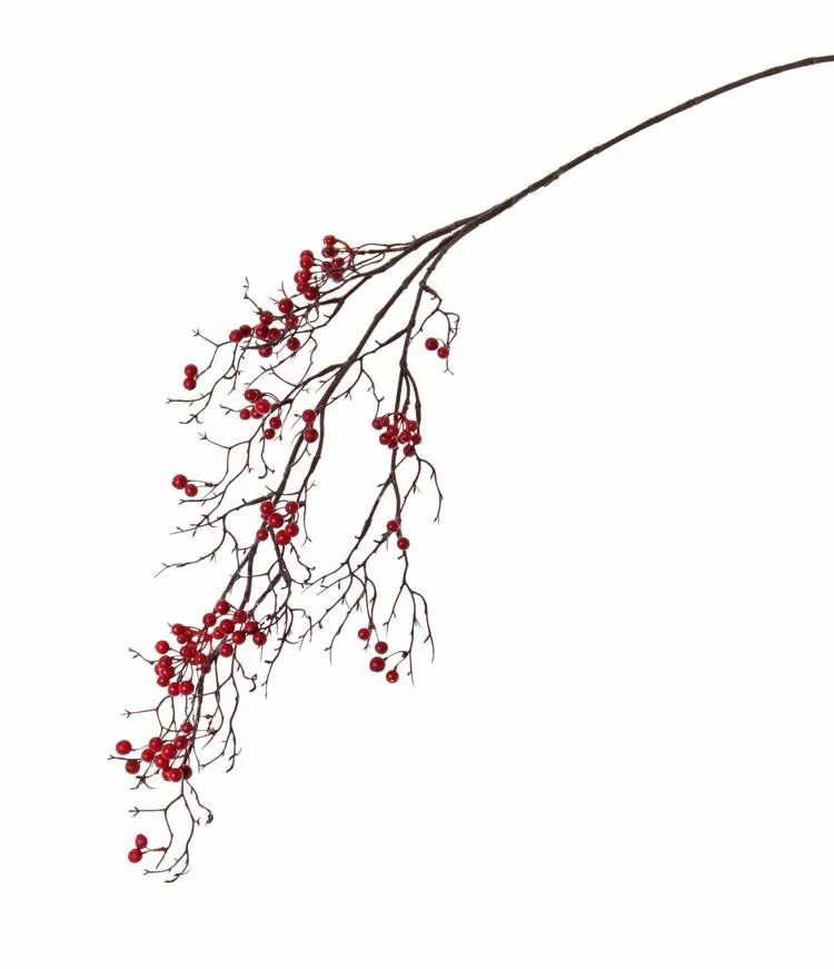 Snowberry | Artificial Snowberry Branch Gesa With Berries, Red, 3Ft/100Cm Artificial Plants Red