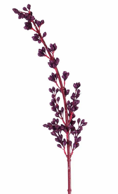 Snowberry | Artificial Snowberry Spray Golem, Glitter, Purple-Red, 3Ft/100Cm Artificial Plants Purple