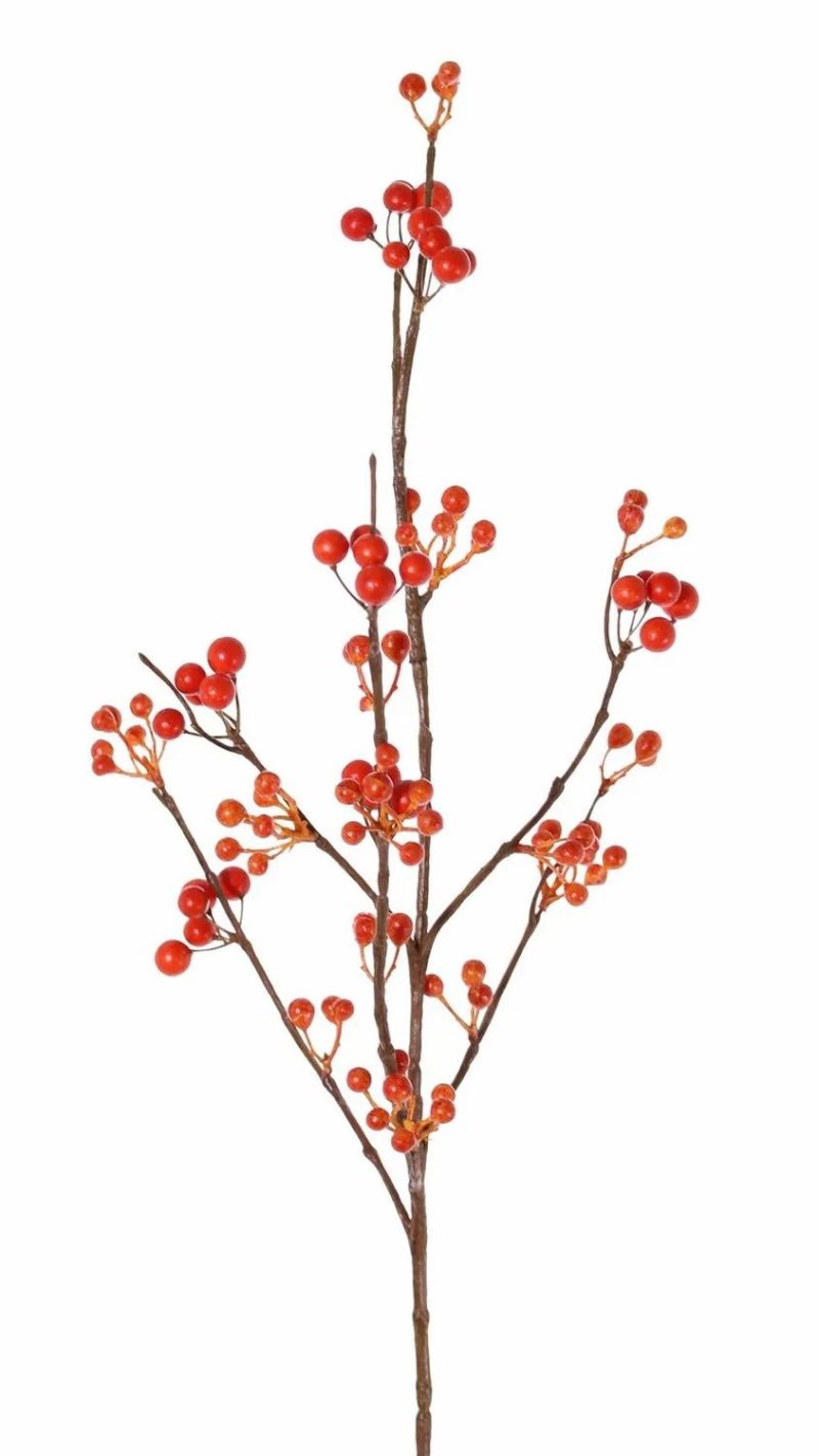 Snowberry | Fake Snowberry Spray Harmonia, Berries, Orange, 31"/80Cm Artificial Plants Orange