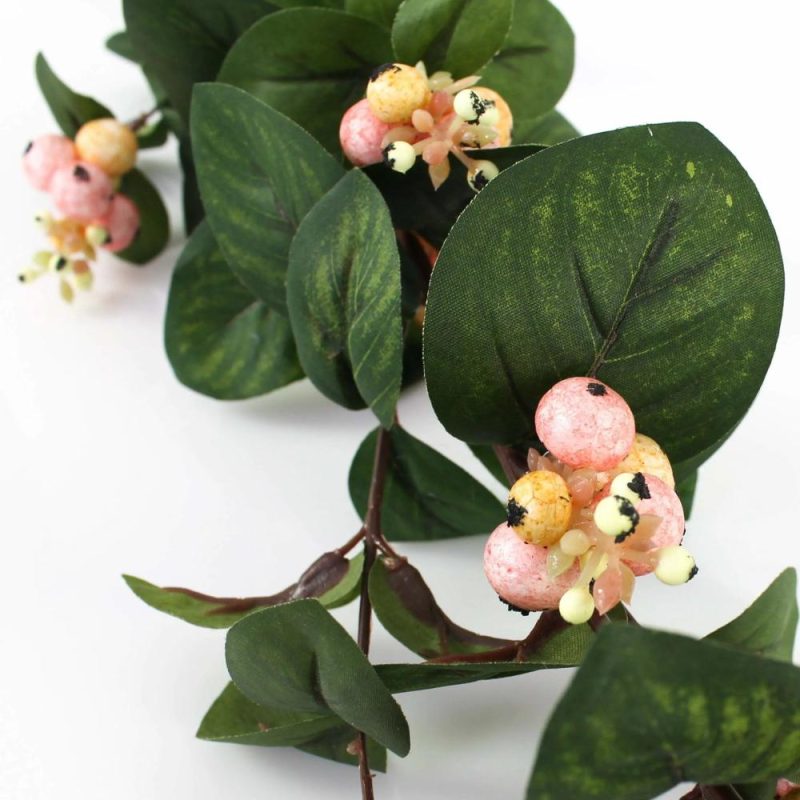 Snowberry | Fake Snowberry Spray Nerina, Berries, Apricot-Light Pink, 3Ft/95Cm Artificial Plants Rose