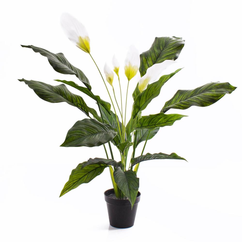 Spathiphyllum | Plastic Spathiphyllum Casy, Flowers, Decorative Pot, White, 31"/80Cm Artificial Plants Spathiphyllum