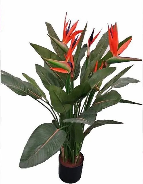 Strelitzia | Fake Plant Strelitzia Dalila, Orange-Violet, 4Ft/120Cm, 7"X9"/17X24Cm Artificial Flowers Orange