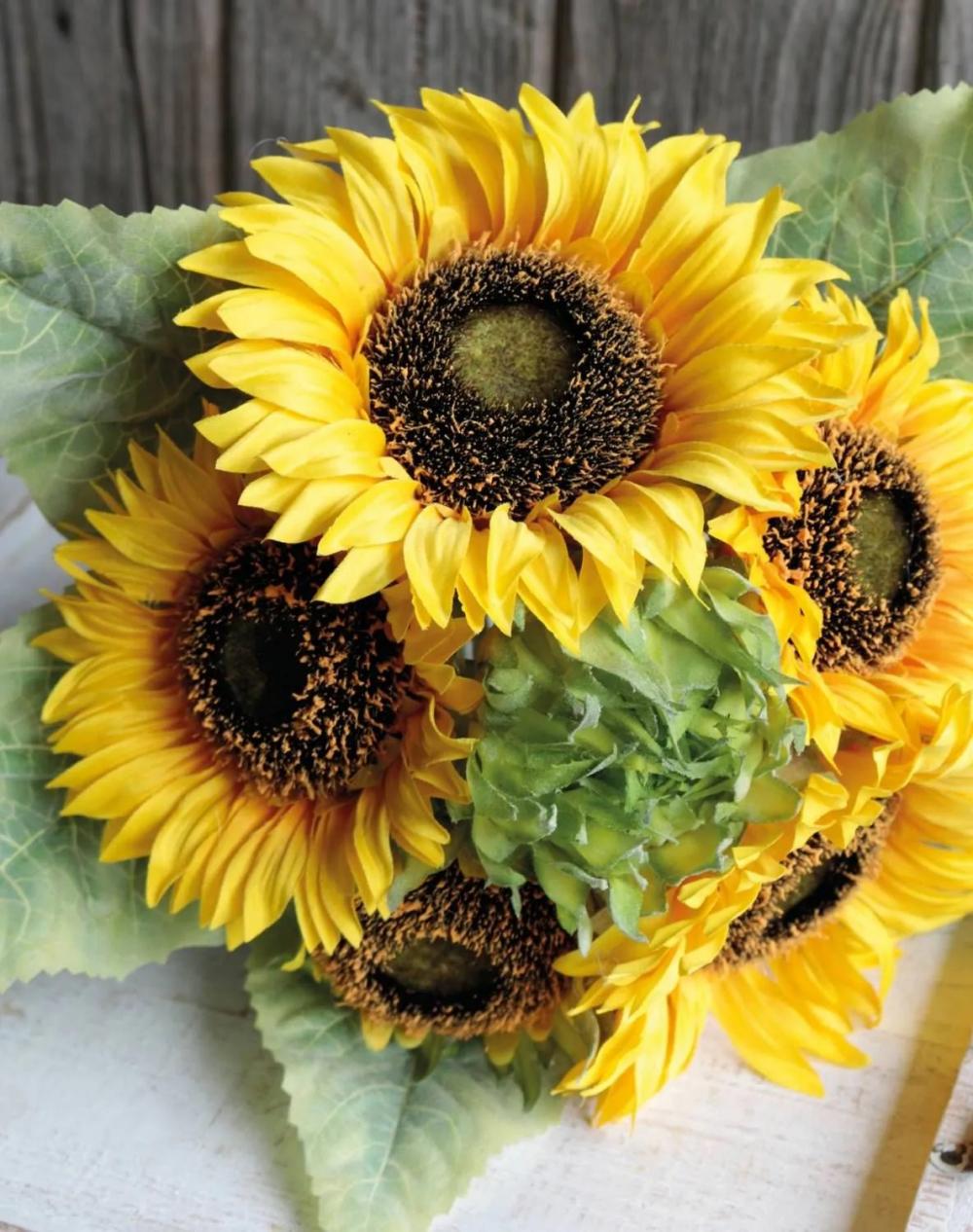 Sunflower | Artificial Sunflower Bouquet Angelique, Yellow, 14"/35Cm Artificial Flowers Sunflower