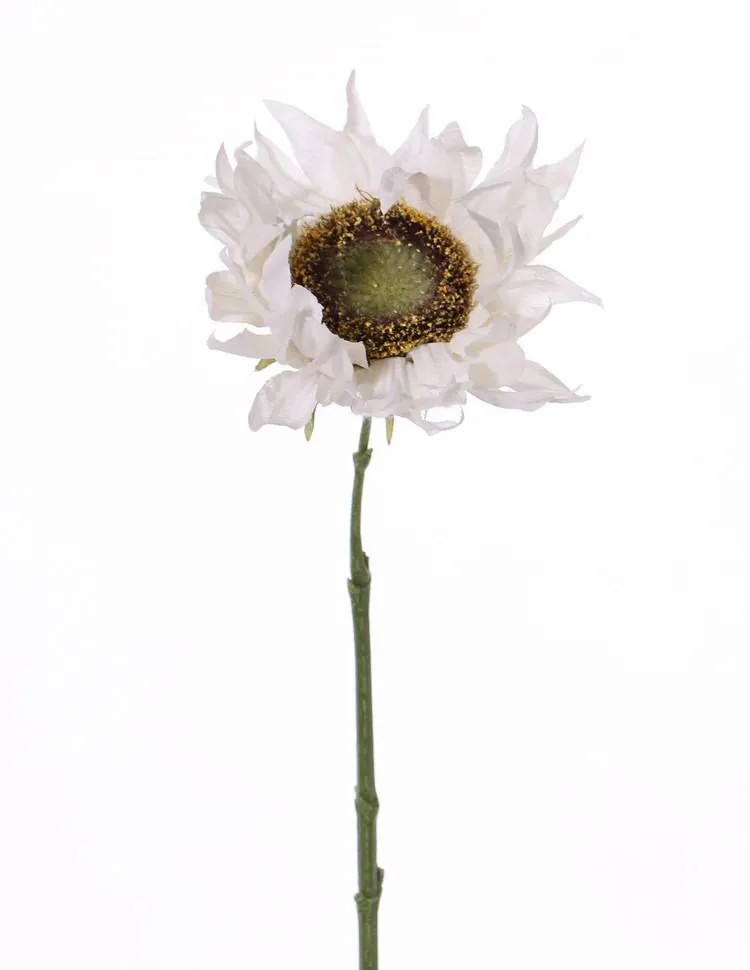 Sunflower | Silk Sunflower Janika, Cream, 24"/60Cm, Ø4.7"/12Cm Artificial Flowers Sunflower