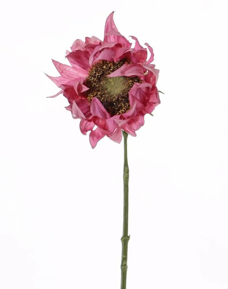 Sunflower | Silk Sunflower Janika, Pink, 24"/60Cm, Ø4.7"/12Cm Artificial Flowers Rose