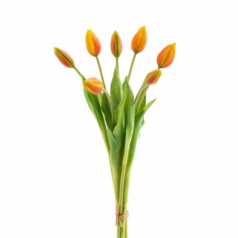 Tulip | Artificial Tulip Bouquet Lona, Dark Orange-Green, 18"/45Cm, Ø8"/20Cm Artificial Flowers Orange