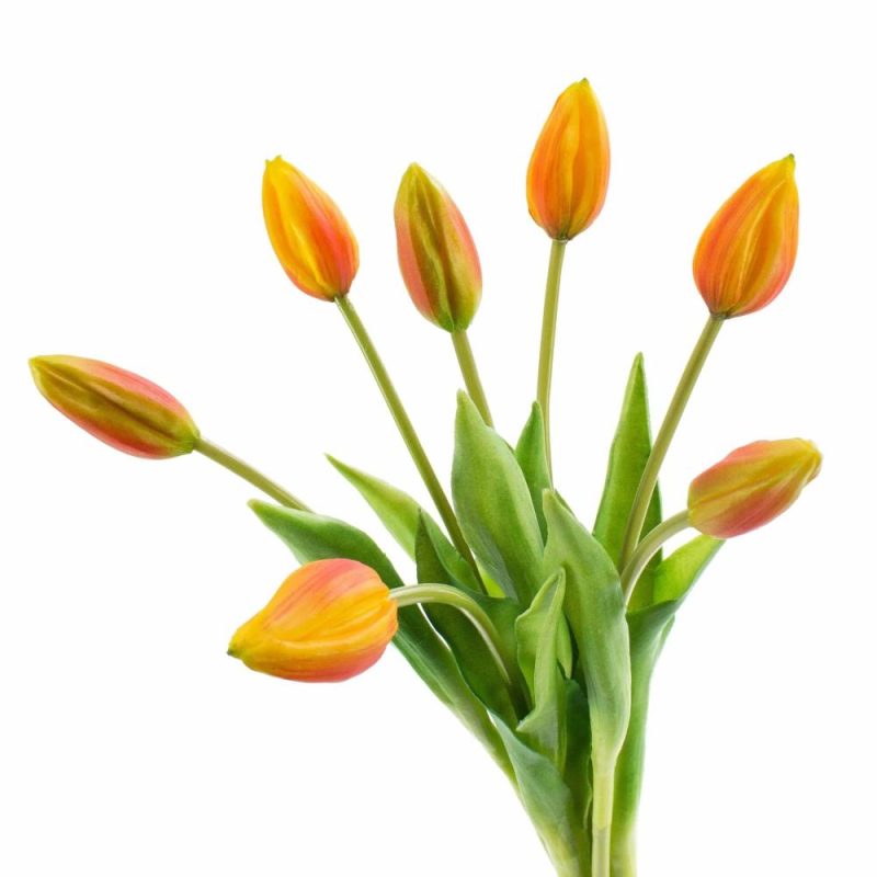 Tulip | Artificial Tulip Bouquet Lona, Dark Orange-Green, 18"/45Cm, Ø8"/20Cm Artificial Flowers Orange