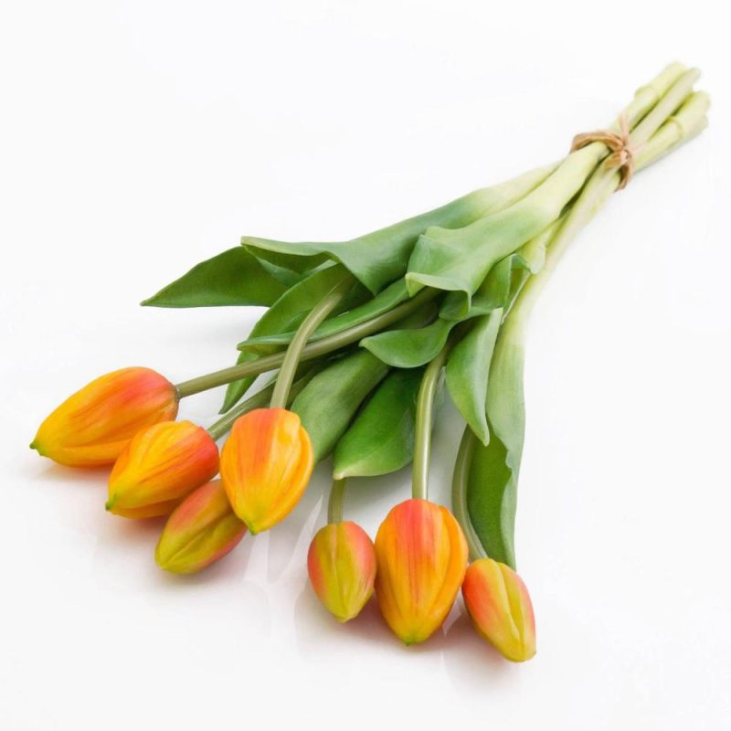 Tulip | Artificial Tulip Bouquet Lona, Dark Orange-Green, 18"/45Cm, Ø8"/20Cm Artificial Flowers Orange