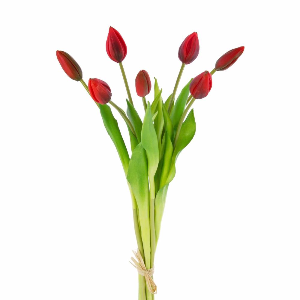 Tulip | Artificial Tulip Bouquet Lona, Red, 18"/45Cm, Ø8"/20Cm Artificial Flowers Red