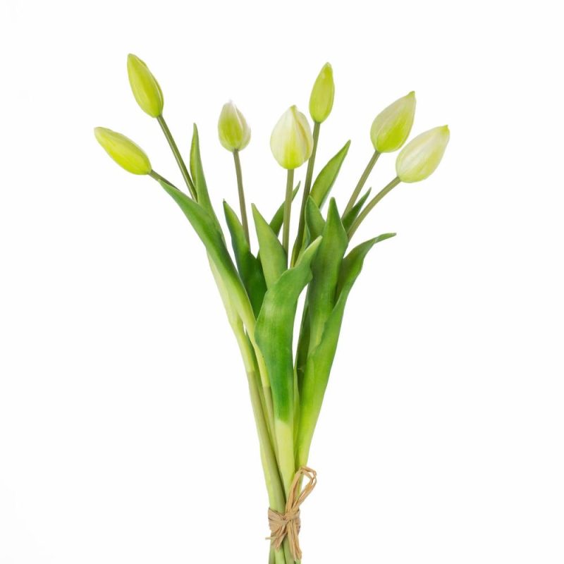 Tulip | Artificial Tulip Bouquet Lona, White-Green, 18"/45Cm, Ø8"/20Cm Artificial Flowers Tulip